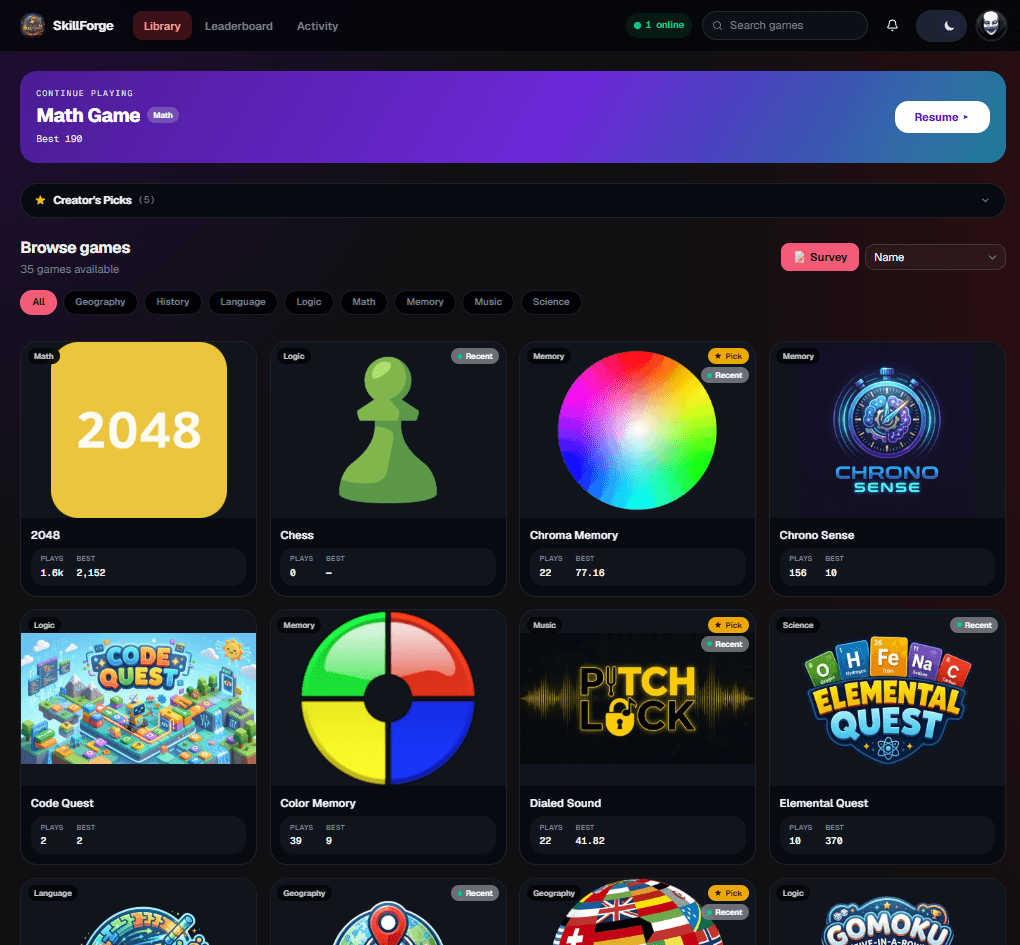 skillforge interface